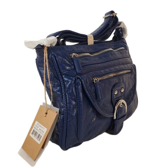 Ampere Creations Lorie Crossbody Navy Blue Vegan Leather Handbag w/ Dust Bag NWT - Picture 2 of 15